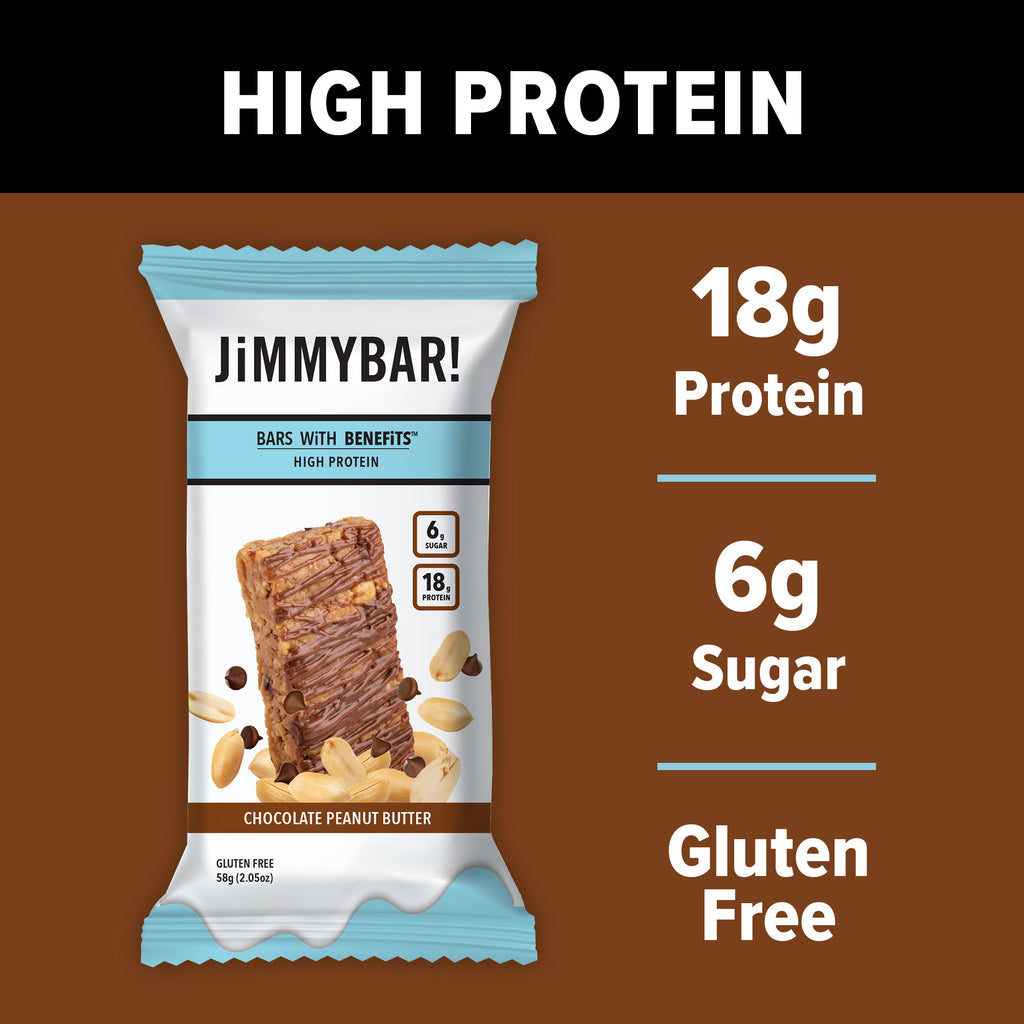 Chocolate Peanut Butter Protein Bars Low Sugar JiMMYBAR!