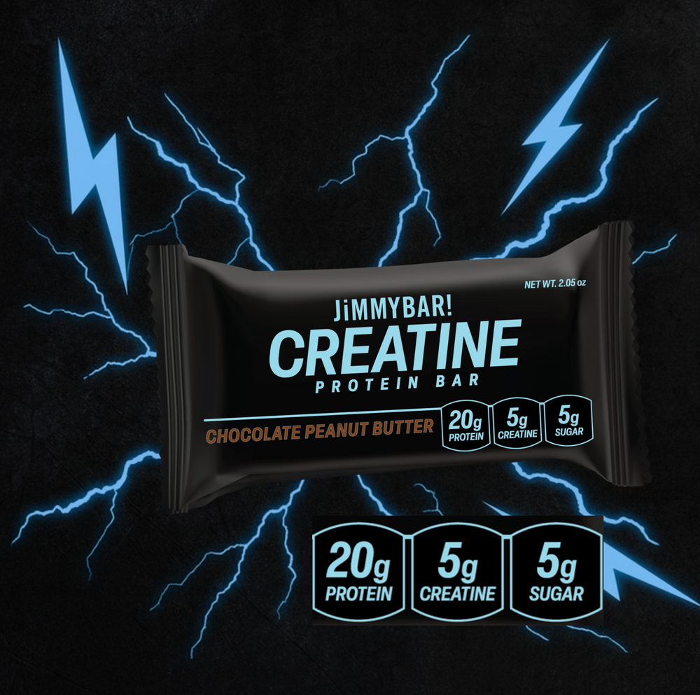 NEW JiMMYBAR! Creatine Chocolate Peanut Butter Protein Bar