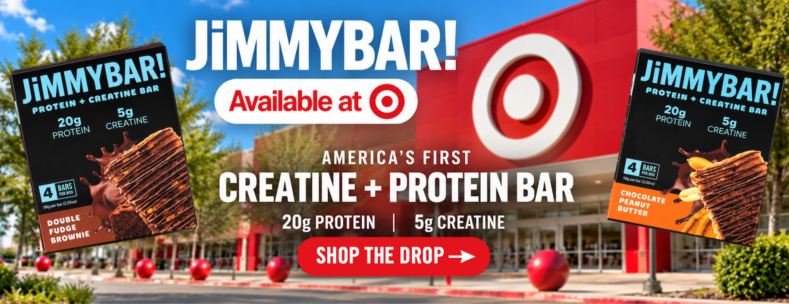 JiMMYBAR! Creatine and protein bars sold at target 